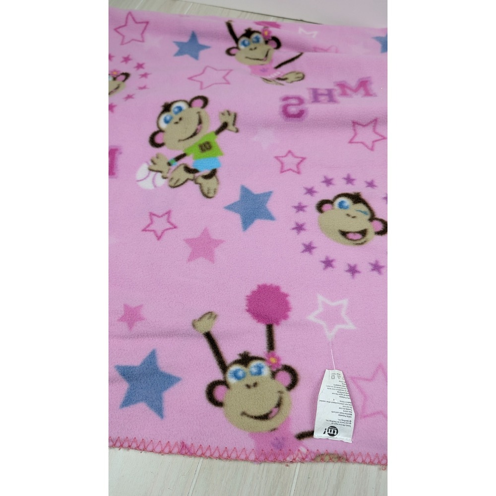 Totally Me! Toys R Us Geoffrey Fleece Blanket Pink Super Star Cheer Monkey Throw